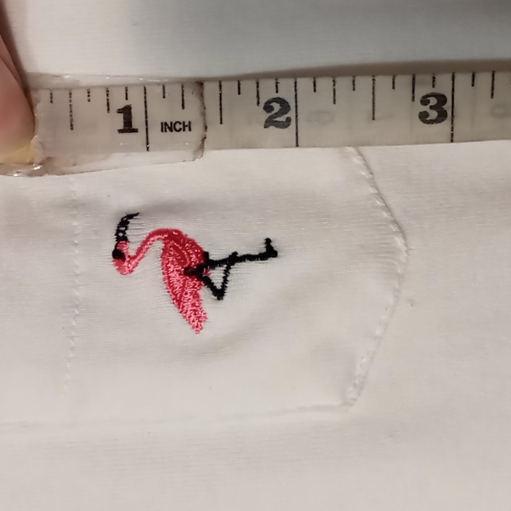 Carolyn Taylor White Tiny Pocket Tee w Flamingo Embellishment XL - Picture 5 of 5